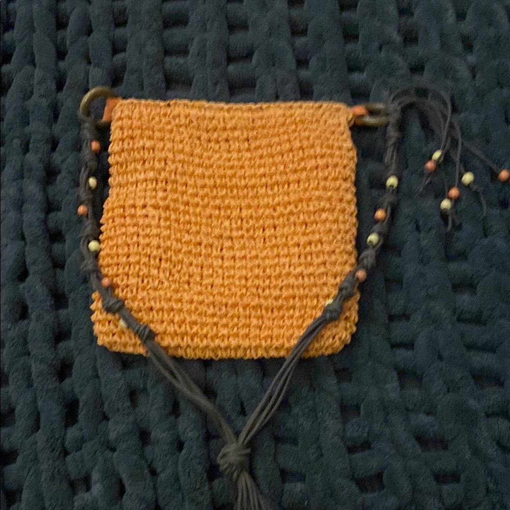 Orange and Brown Textured Shoulder Bag